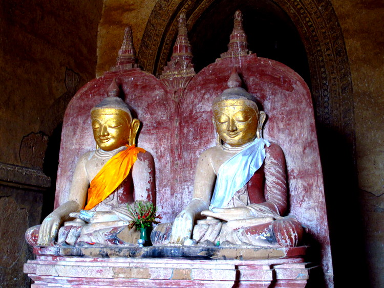 Buddha image inside a paya Bagan, Myanmar